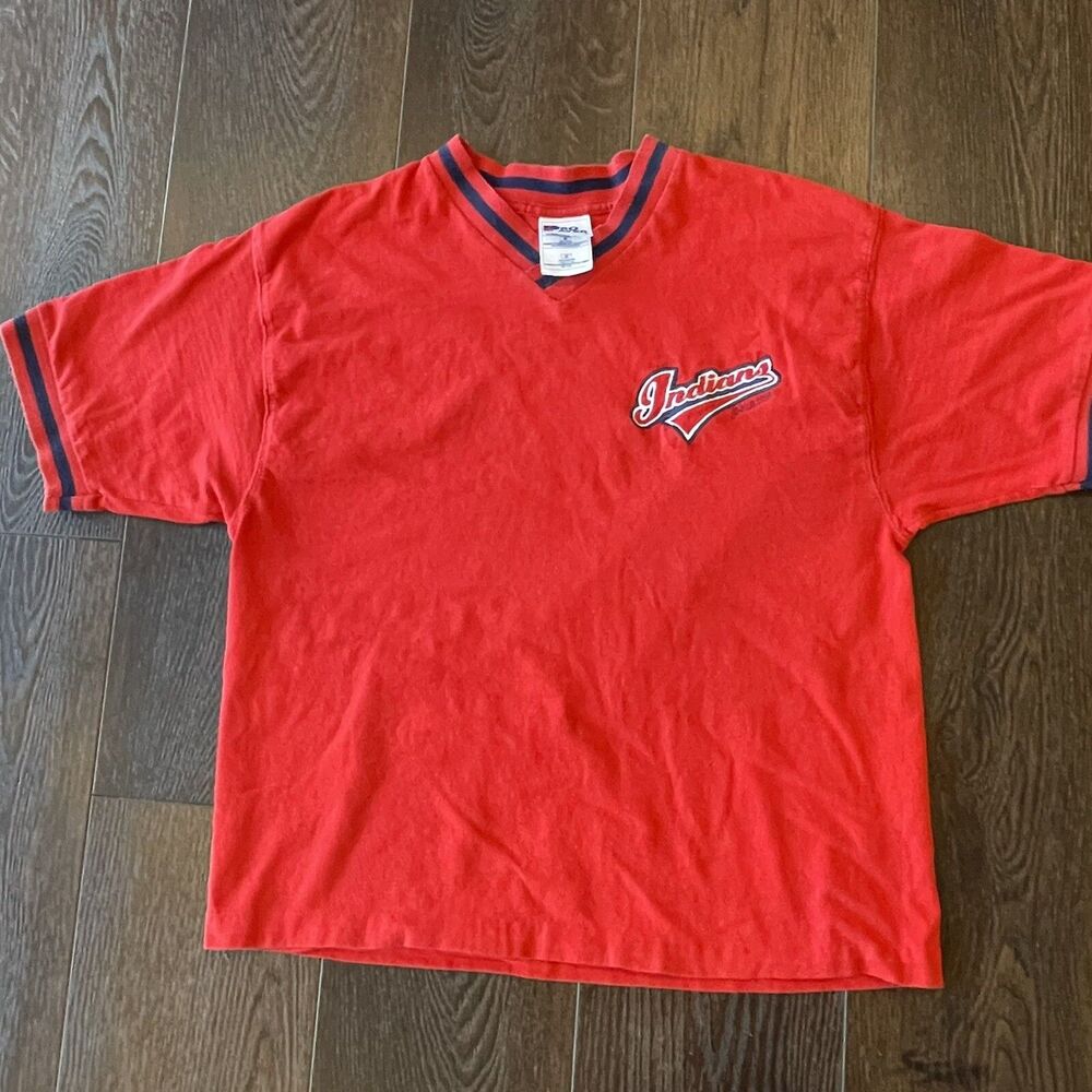 Vintage 1998 Pro Player Cleveland Indians Shirt; MODIFIED Shorter; Sz Med (Crop)